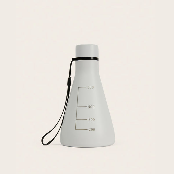 Flask Vessel in Ionic White — insulated stainless steel Erlenmeyer flask water bottle with carry strap