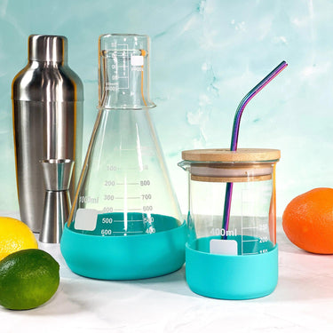 Chemistry beaker drink tumblers by The Calculated Chemist. Sustainable, reusable drinkware for science lovers.