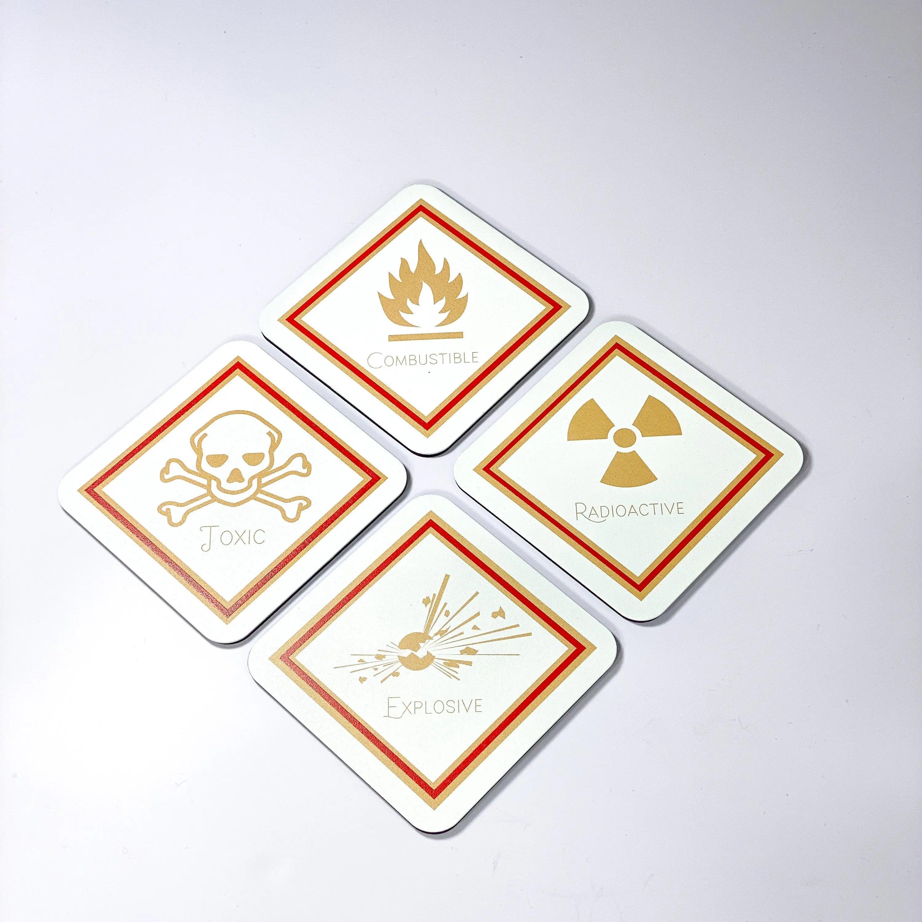GHS Safety Label Metal Coaster Set | Health & Safety PPE | Engineering and Manufacturing Gift