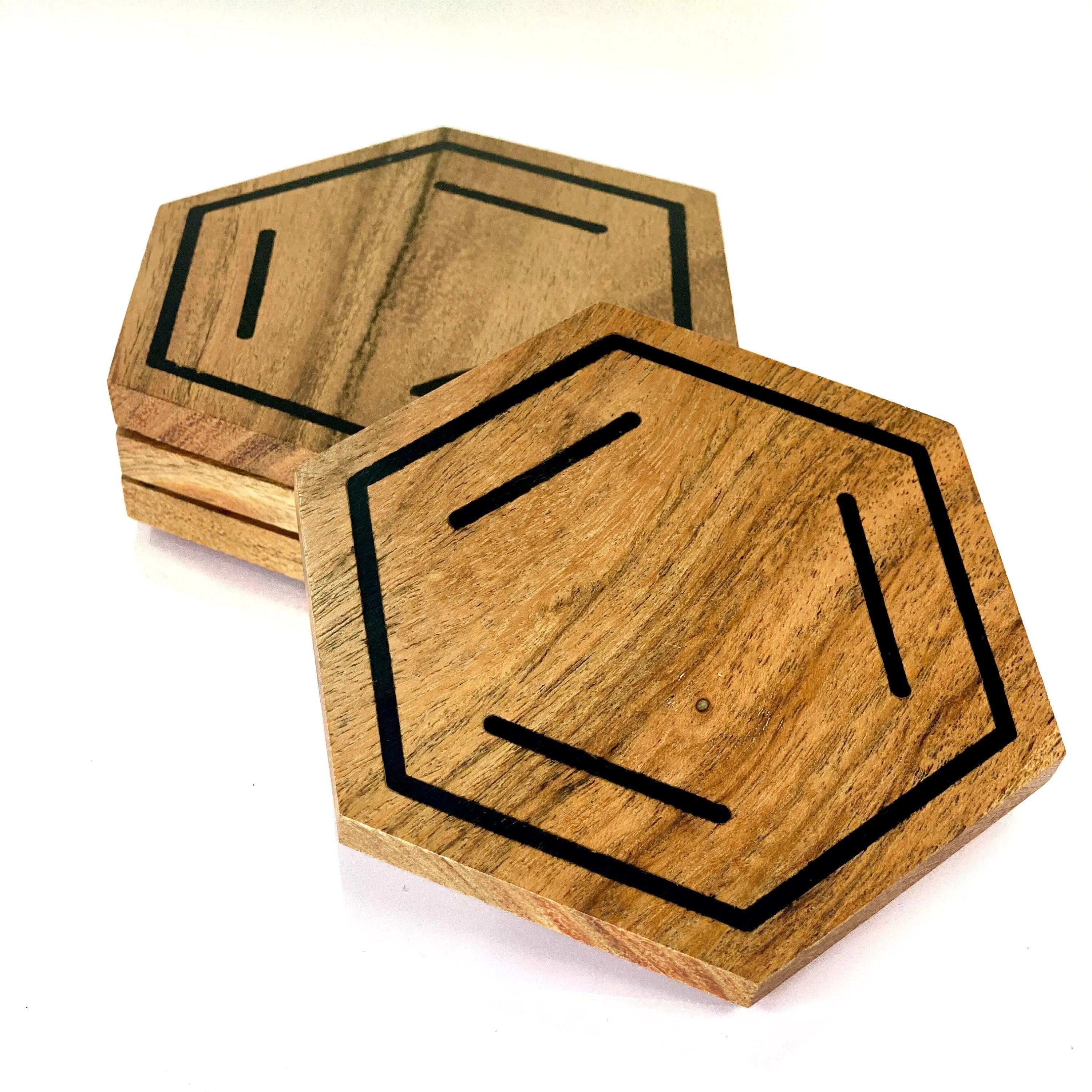 Natural Wood and Resin Chemistry Coaster Set of 4 | Science and Chemistry Gifts