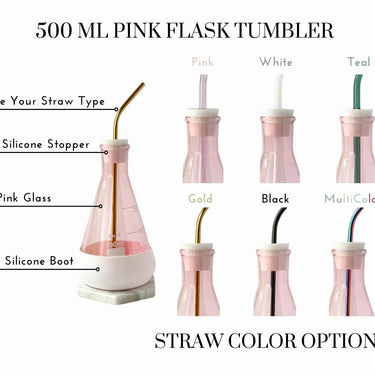 Pink Chemistry Flask Drink Tumbler & Silicone & Straw