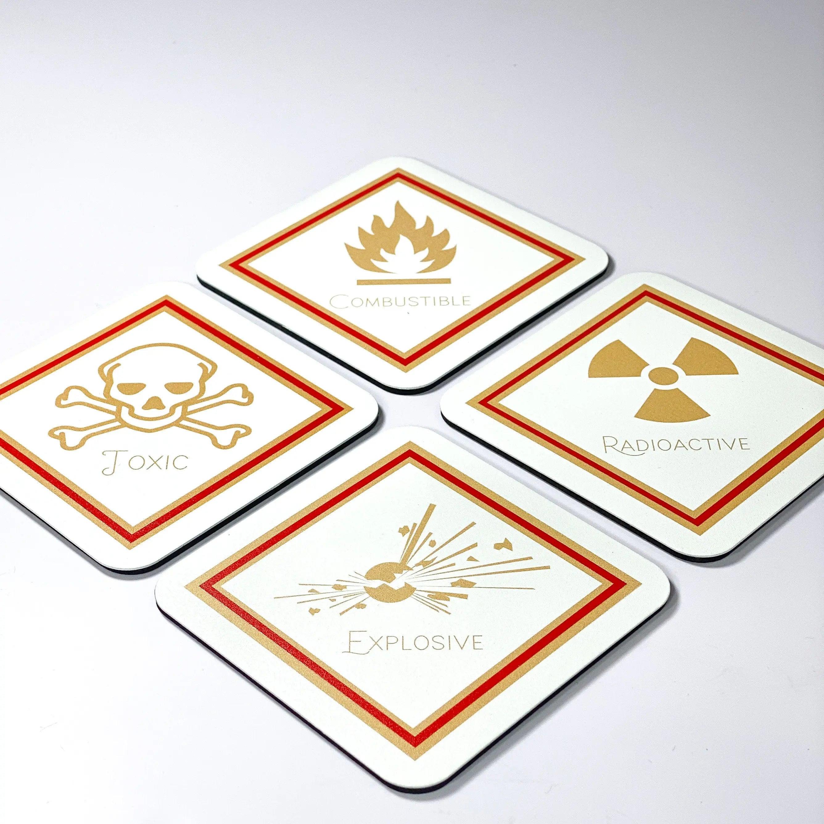 Hazard Labels Coaster Set | Set of 4 - The Calculated Chemist