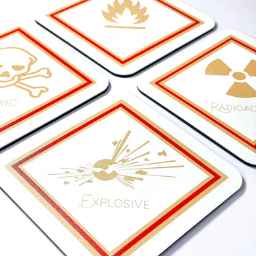 Hazard Labels Coaster Set | Set of 4 - The Calculated Chemist