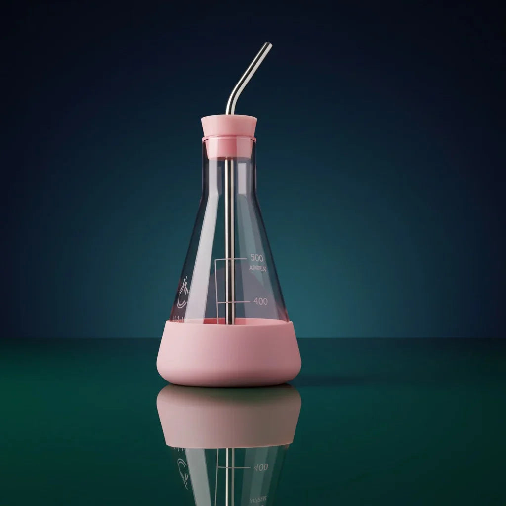 Pink Chemistry Flask Tumbler | Reusable Straw Set